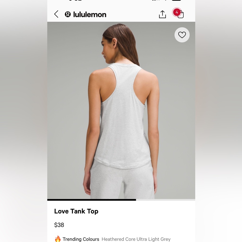 lululemon athletica Love Tank Top - Light Grey